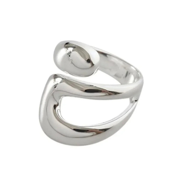 Minimalist 925 Sterling Silver Geometric Twist Wrap Ring Silver or Gold - Picture 2 of 8